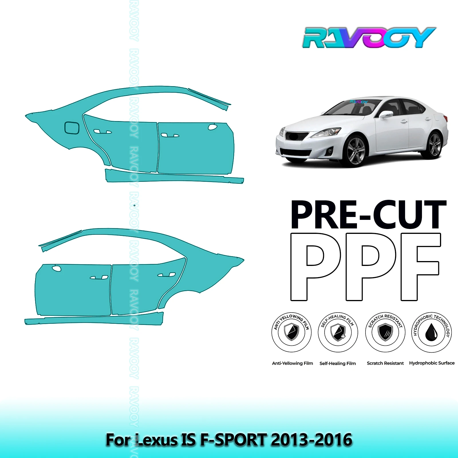 

For Lexus IS F-SPORT 2013-2016 8.5mil Clear Matte Pre-Cut PPF Door & A/B Pillar Kit TPU Paint Protection Film Set