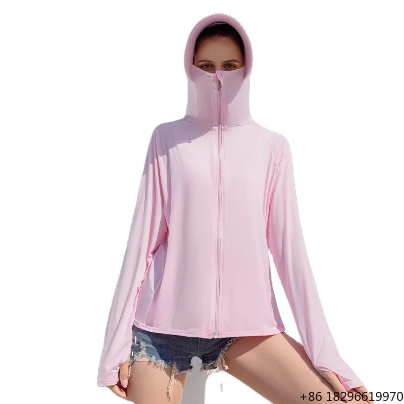 Women Ice Silk Sunscreen Coat Lightweight Breathable Outdoor Anti UV Sun Protection Daily Casual Outerwear