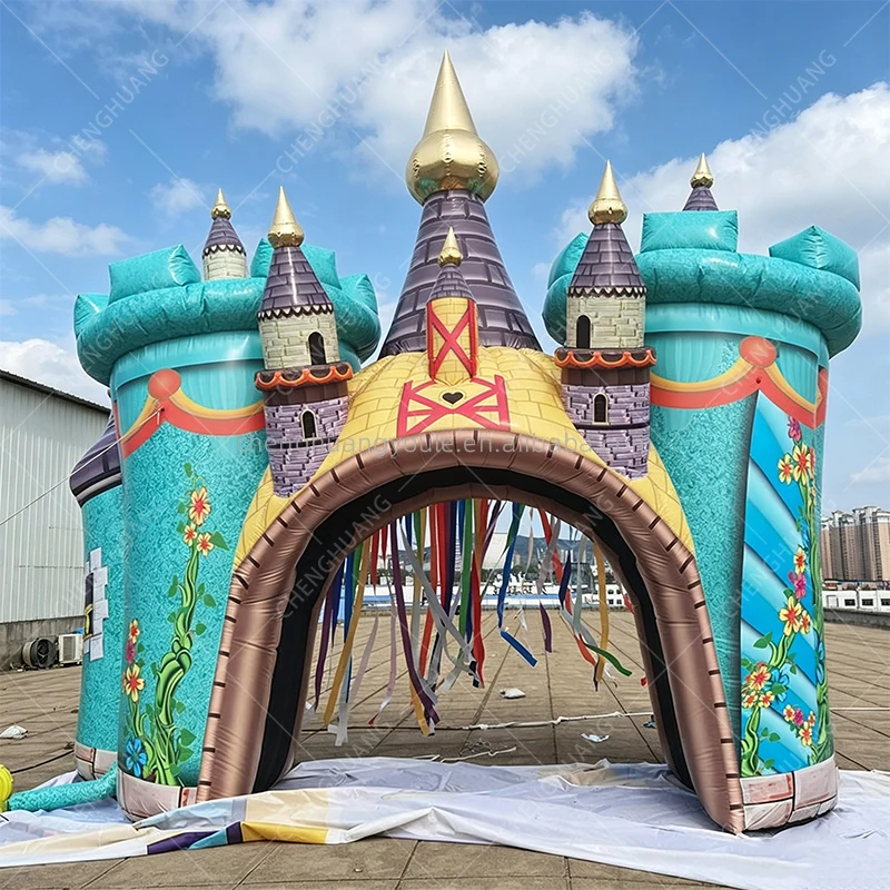 Giant Inflatable Fairy Tale Castle Arch, Colorful Blow Up Entrance Gate for Theme Party, Wedding & Event Display Props