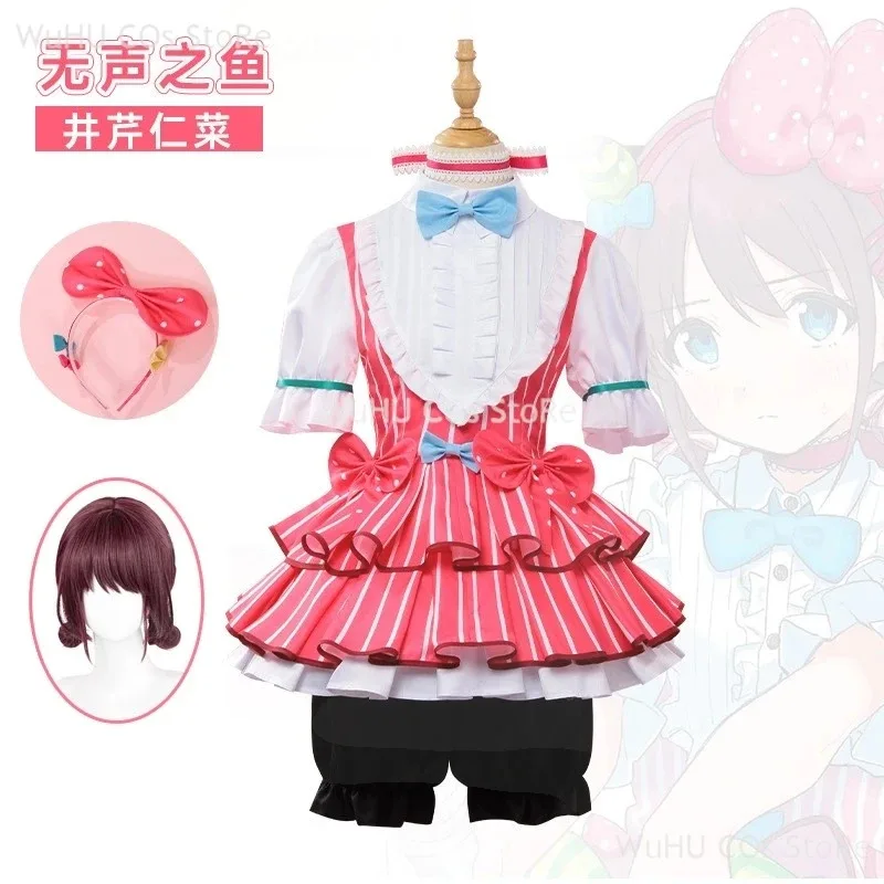 

a7d@Anime GIRLS BAND CRY Togenashi Togeari Nina Iseri Cosplay Costume Concert Wig Woman Sexy Kawaii Carnival Pink Lolita Skirt S