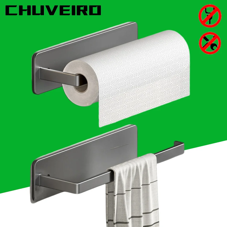 Клейкий держатель для бумаги, серый, белый, черный, настенное крепление, металл, углеродистая сталь, ванная комната, кухня, вешалка для рулонов бумажных полотенец, вешалка для салфеток