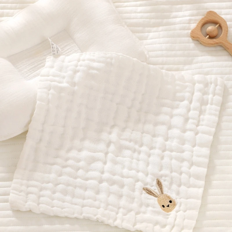 Serviette carrée en coton pour bébé, 6 couches, mouchoir pour le visage, gant de toilette en gaze, bavoir pour le bain et l'alimentation