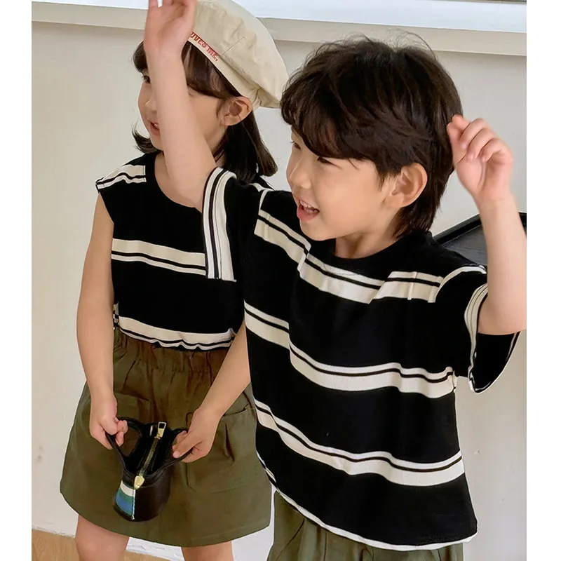 Children Twins Clothes Brother Sister Matching Outfit Korean Boy T Shirt Shorts 2 Pieces Suit Kids Girl Vest Skirt Two Piece Set