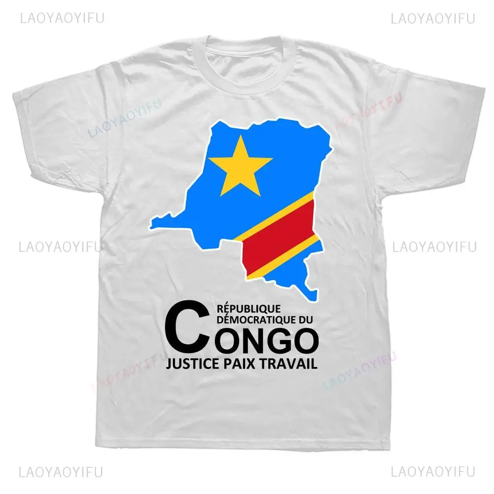 Country Map Printed Congo COD Kinshasa T-shirt Short Summer Fashion Sleeve Clothes Loose Tshirt Hip Hop Casual Hipster Man Tees