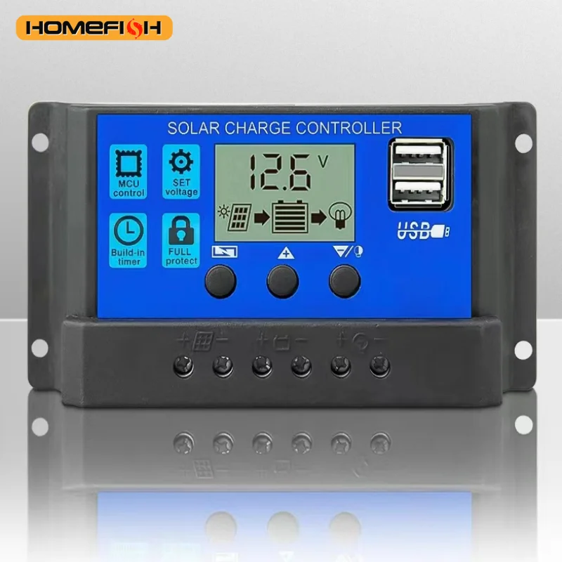 Solar Charge Controller 12V/24V PWM 10A with Adjustable LCD Display Timer Setting for Wholesale MPPT Solar Controller