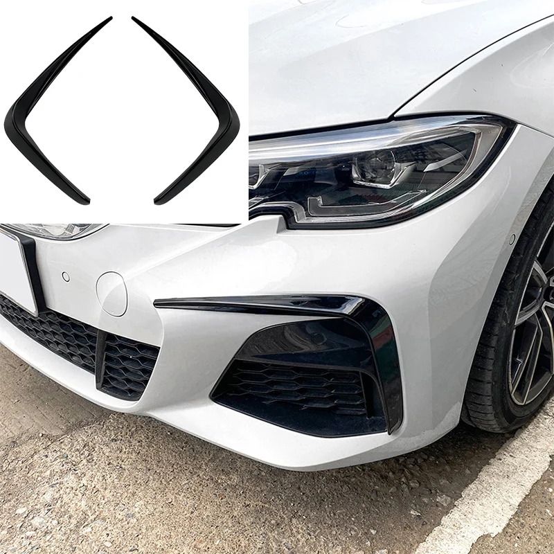 

For BMW 3 Series G20 M Sport 320i 325i 2019 ~ 2022 Car Front Bumper Splitter Spoiler Side Canards Flags Wind Knife Trim Cover