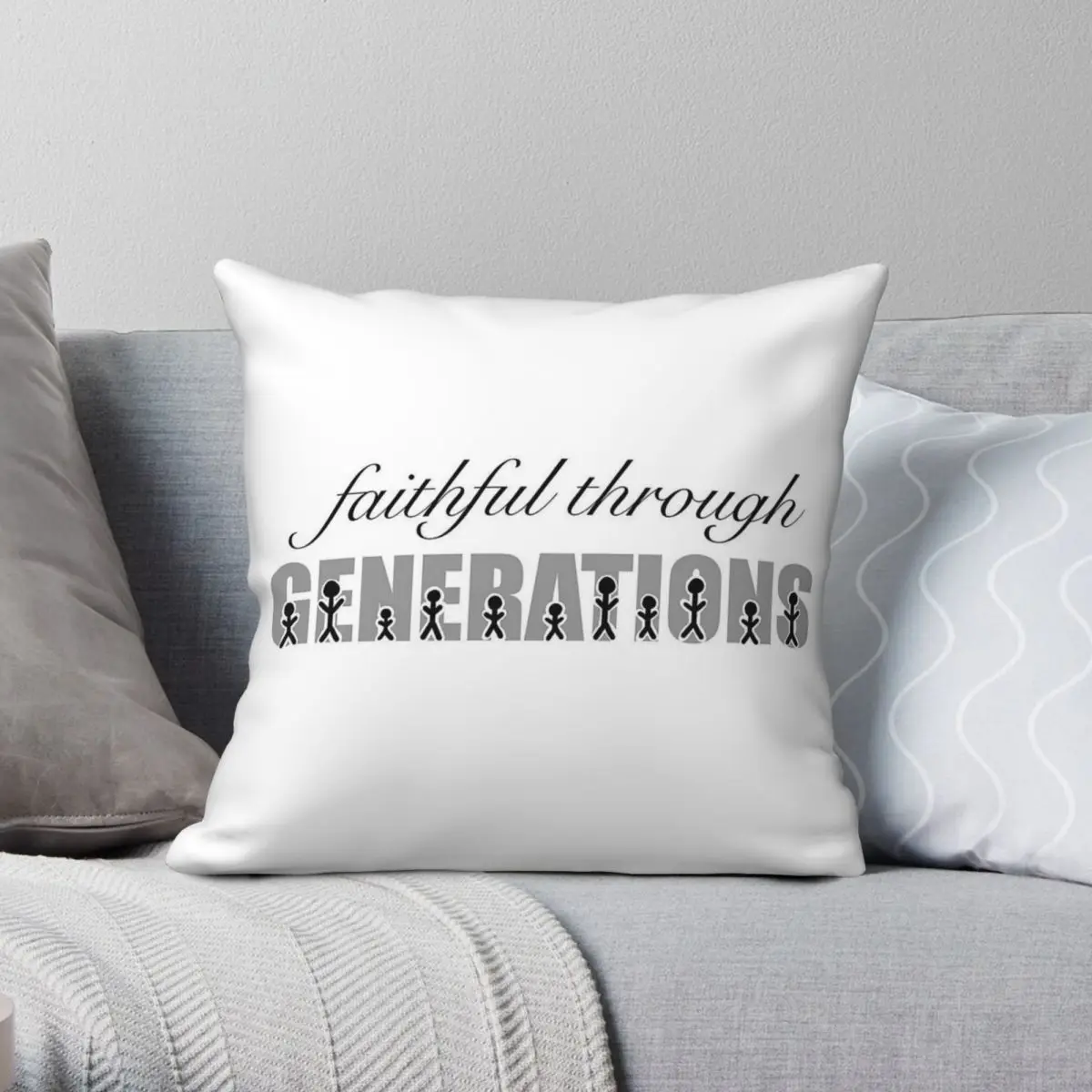 Faithful Through Generations Square Pillowcase Polyester Linen Velvet Printed Zip Decor Home Cushion Cover