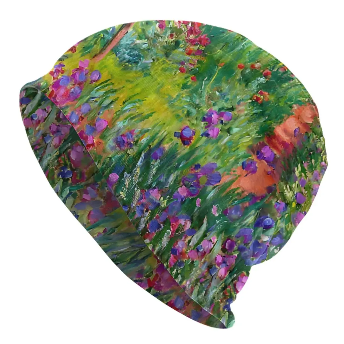 Monet The Iris Garden At Giverny Bath Mat Men's Beanies Printed Chemotherapy Pile Outdoor Turban Breathable