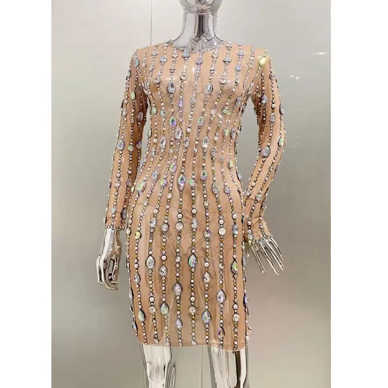 Epic Night Black Diamante Mesh Dress