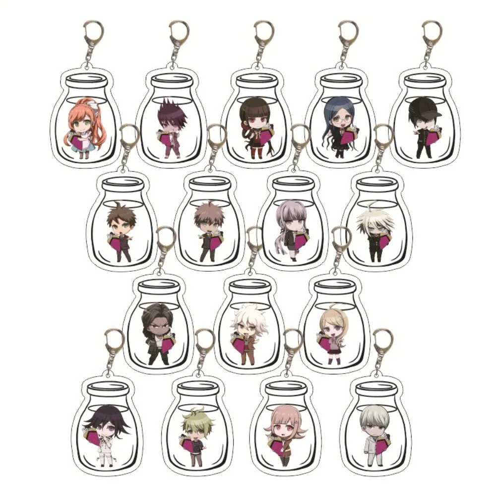 Anime Acrylic Keychain Cartoon Q Version Character Naegi Makoto Kirigiri Kyoko Pendant Keyring Car Key Bag Accessories Fans Gift