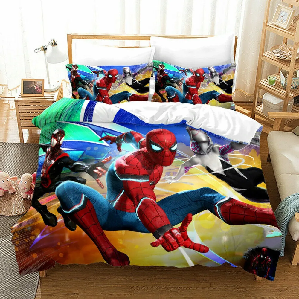 Spiderman Bedding Set Bed Cover Universal, The Avengers Duvet Cover Marvel Heroes Quilt Cover for Kids and Adults Modern Printed