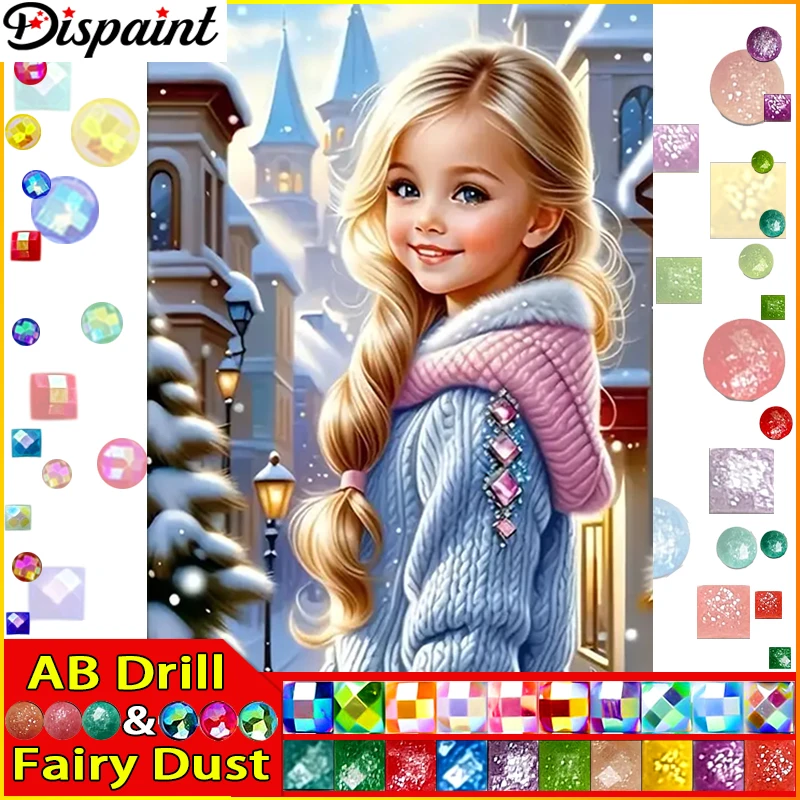

Dispaint Fairy Dust AB Алмазная картина Полная квадратная/круглая дрель 5D DIY «Женский дом Снег» Алмазная вышивка Стразы Крест