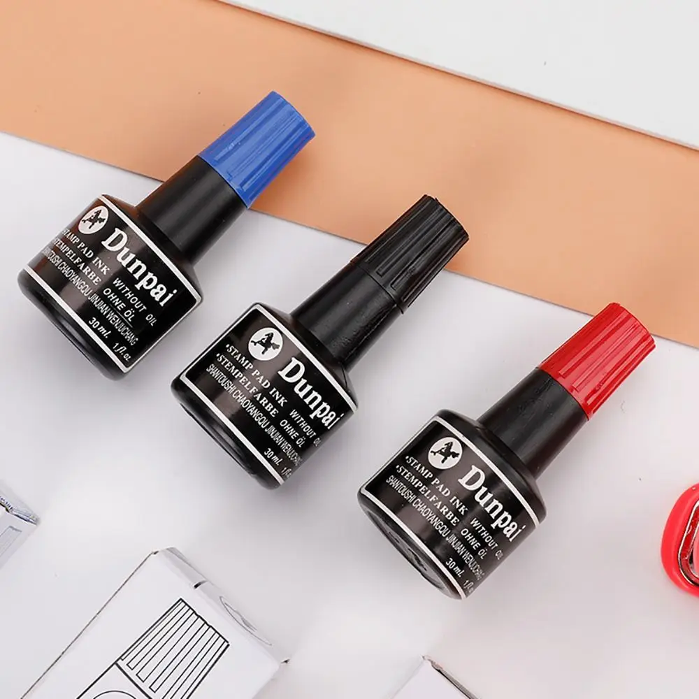 

High Quality 30ML Stamp Pad Ink Red/Blue/Black Non-erasable Marker Pen Ink Quick-drying Seal Pad Ink