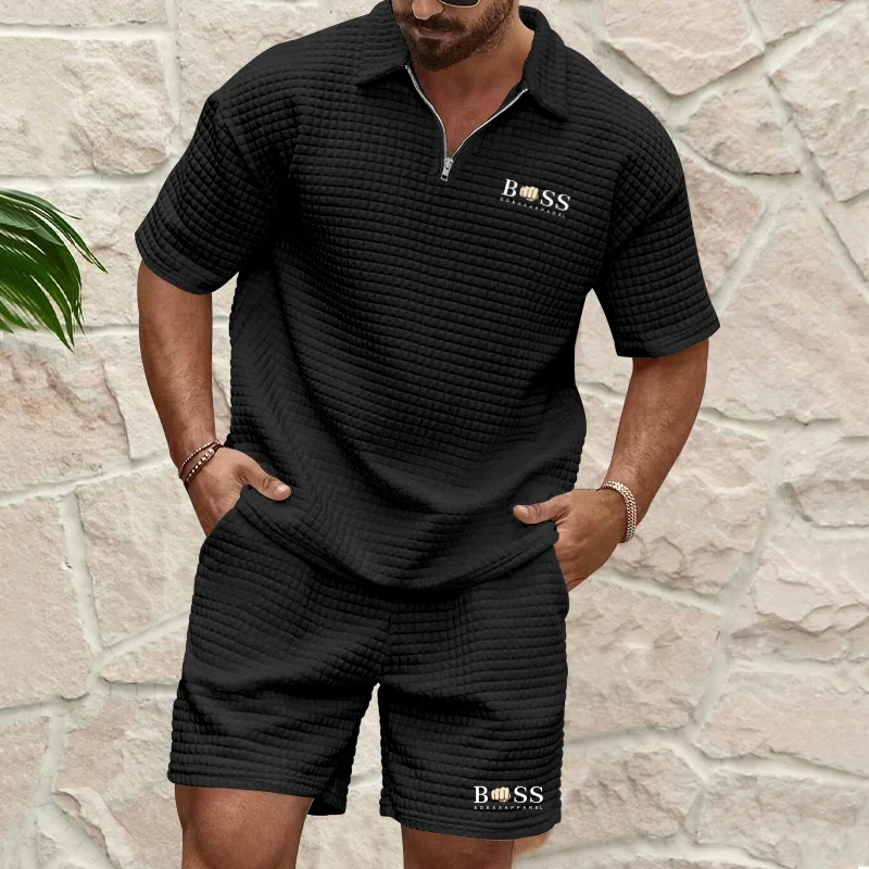 Summer Men\'s T-shirt+Short pants Loose Breathable set short sleeve shorts Vacation casual cool sports suit High quality clothing