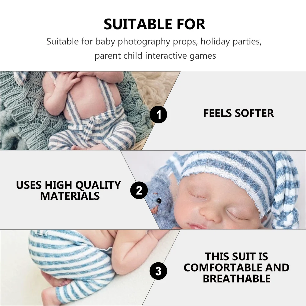

1Set Baby Photography Clothing Newborn Overall Hat Costume Photo Prop Party Birthday Gift Newborn Photo Clothes