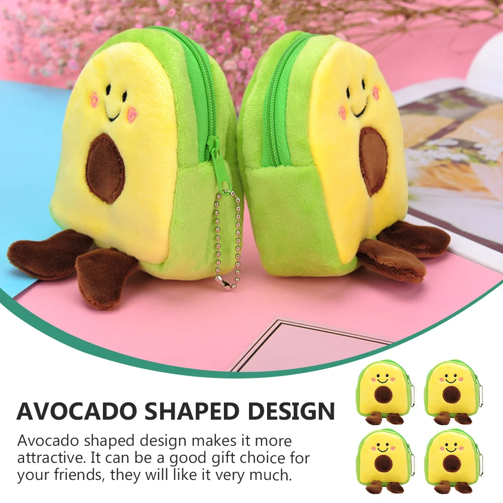 

4Pcs Avocado Shaped Purse High Quality Material Fine Craftsmanship Durable Fashionable Lightweight Compact Storage Lipstick Cash