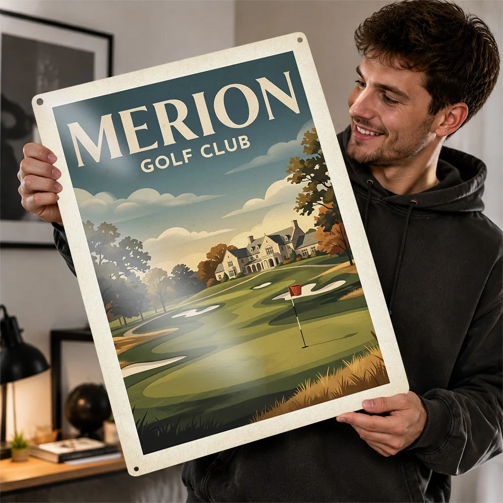 Merion Golf Club Aluminum Poster Customized Metal Sign Vintage Scenic Fairway Portrait Wall Art A Distinctive Gift For Golfers