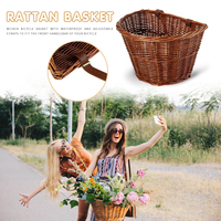 Handwoven Vintage Rattan Bike Basket for Handlebar Cargo Storage Suitable for Children and Adults with Adjustable Belt