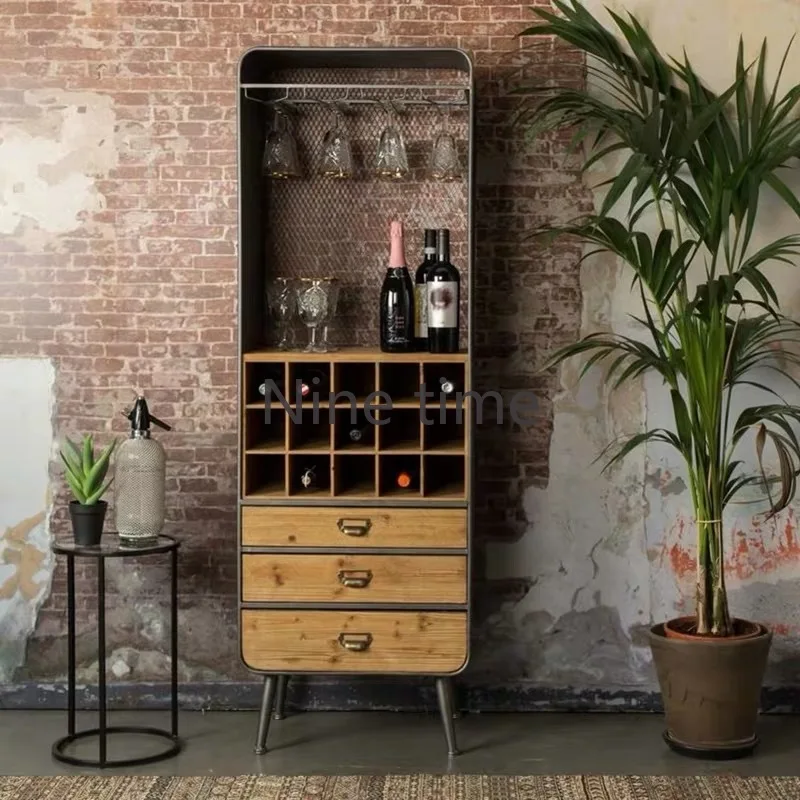 

Small Buffet Wine Cabinets Display Unique Patio Industrial Bar Cabinet Bottle Holder Barra De Vino Meuble Vin Home Decoration