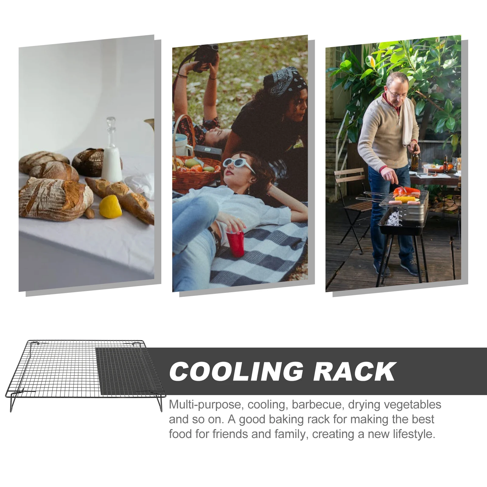 

Biscuits BBQ Cake Rack Cooling Racks for Baking Wire Drying Cookie and Black Bakery Small