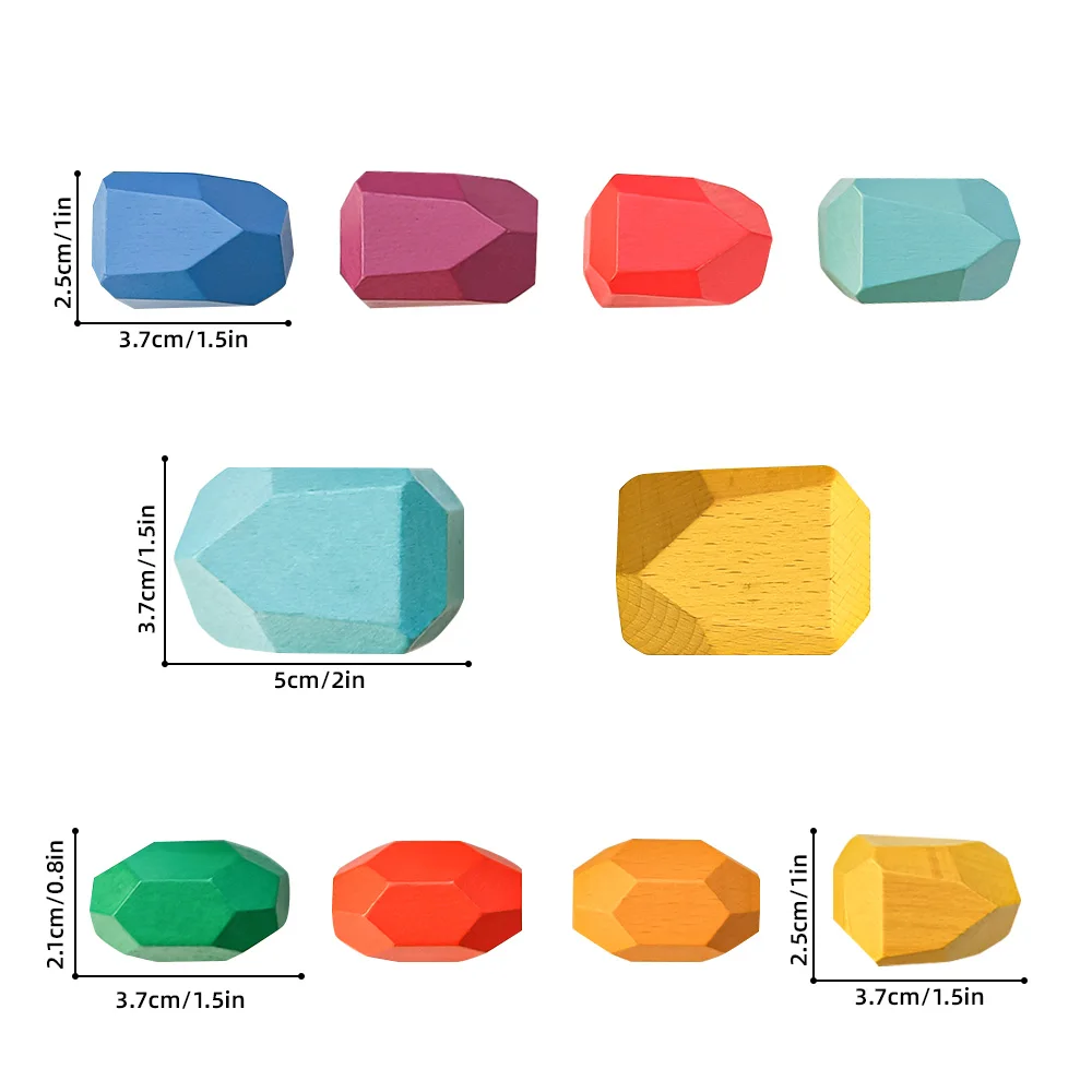 10/16Pcs Wooden Stones Building Blocks Colorful Stacking Balance Games Montessori Educational Toys For Children Creative Gifts