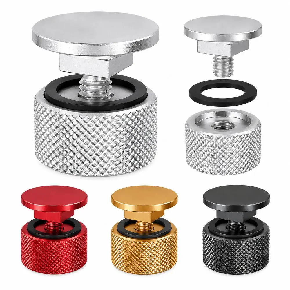 1PC Aluminum Welding Helmet Fastener Knurled Grip Silicone Washer Welding Hood Fastener Anodized Finish Anti-Slip Structure