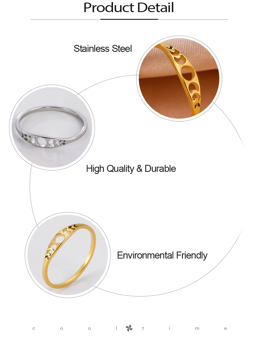 COOLTIME Mondphasenring für Damen, Edelstahl, minimalistisch, Paarringe, Schmuck, Jahrestagsgeschenk, 2026, neu im Großhandel – Detail 5