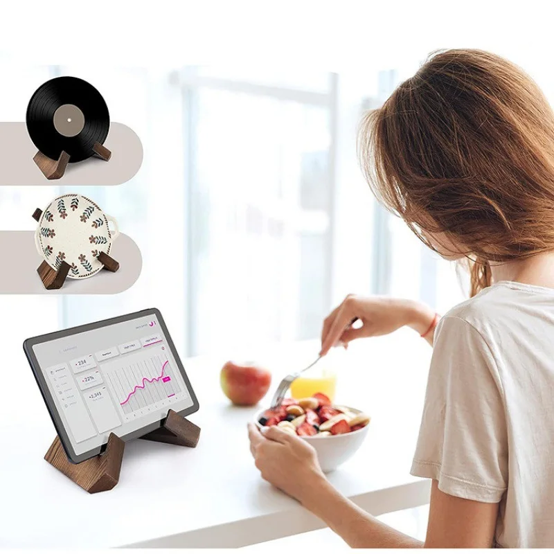 Wooden Cookbook Flat Stand Base Kitchen Cookbook Reading Stand Wooden Record Stand Study Desktop Holder For Cooking