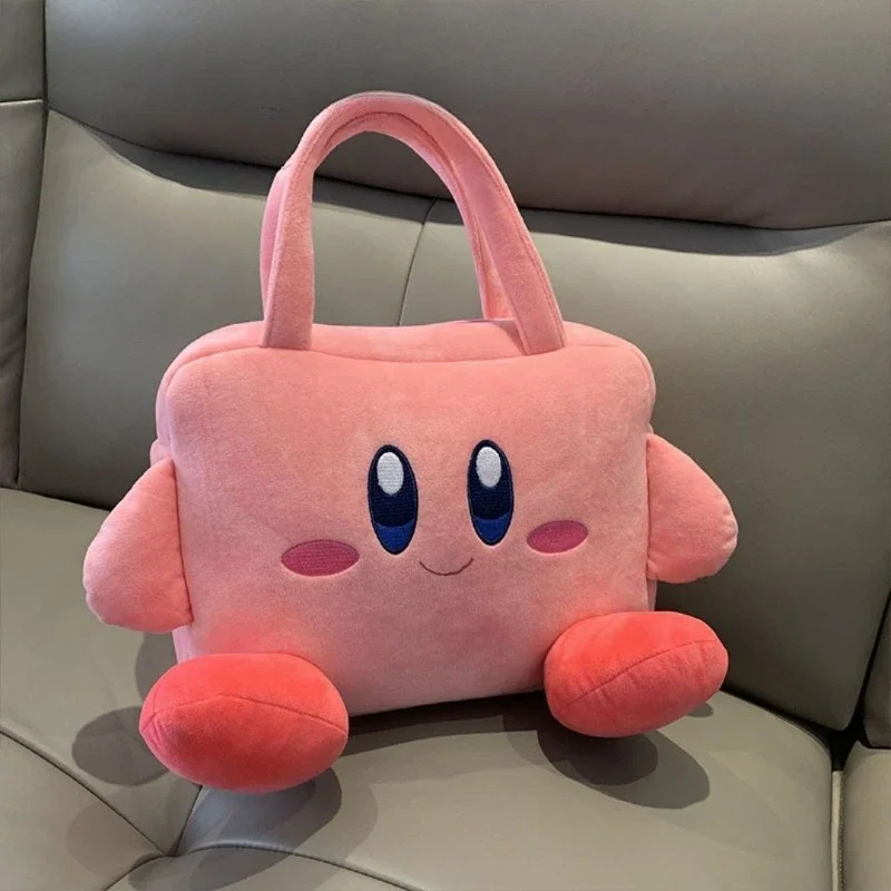 Cartoon Kirby Plush Laptop Tote Bag for Women Kawaii Kirby Star Office Handbags Tablet Laptop Organizer Bags 14inch 15-16inch