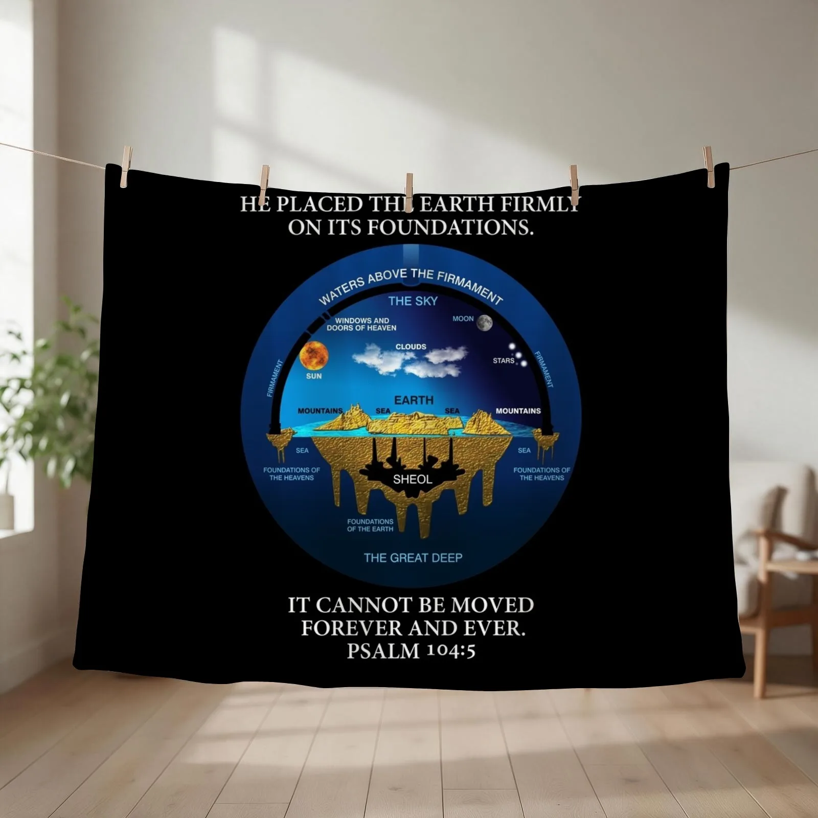 Psalm 104:5 Flat Earth Anceint Hebrew Cosmology Throw Blanket couch cozy soft plush fuzzy picnic outdoor blanket