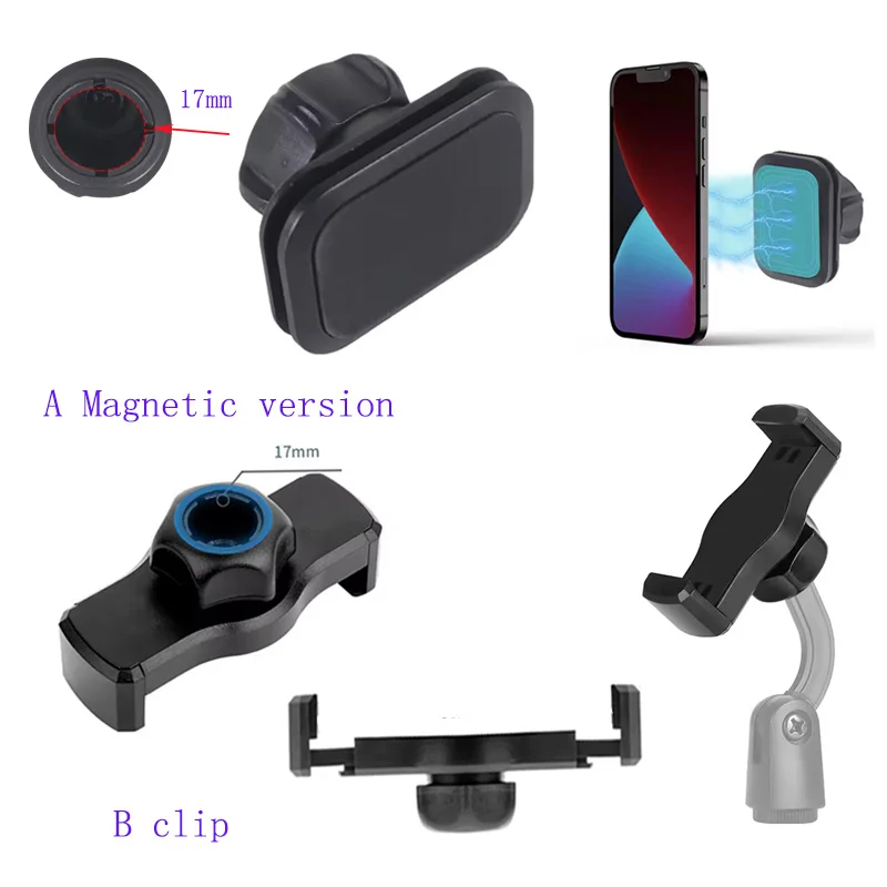 

Магнитный держатель для телефона с шаровой головкой 17 мм, магнитное крепление / зажим для телефона 17 мм, зажим для мобильной подставки, GPS, поддержка смартфона, кронштейн для автомобиля