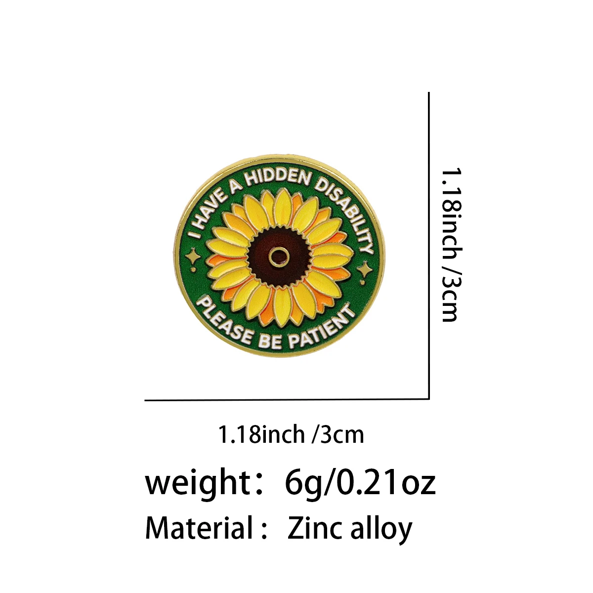 I HAVE A HIDDEN DISABILITY Enamel Pin Sunflower Brooch Lapel Pins Badge on Backpack Clothing Accessories Fashion Jewelry Gifts view 2