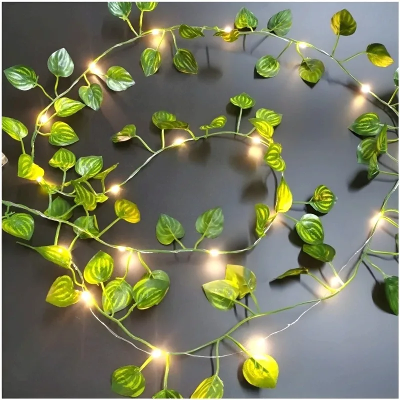Green Plant LED String Light, Battery Box Watermelon Leaf Light String, for Living Room, Bedroom Hallway, Christmas Decoration