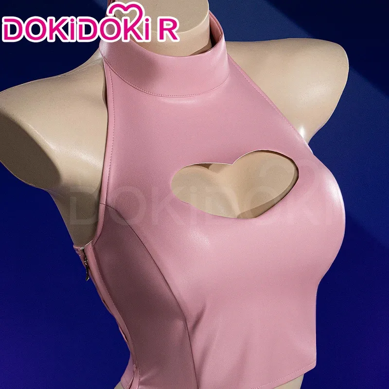 Qq28LQIN STOCK Amanee Costume Аниме【S-2XL】DokiDoki-R Женское милое розовое кожаное платье Миса Косплей Большие размеры