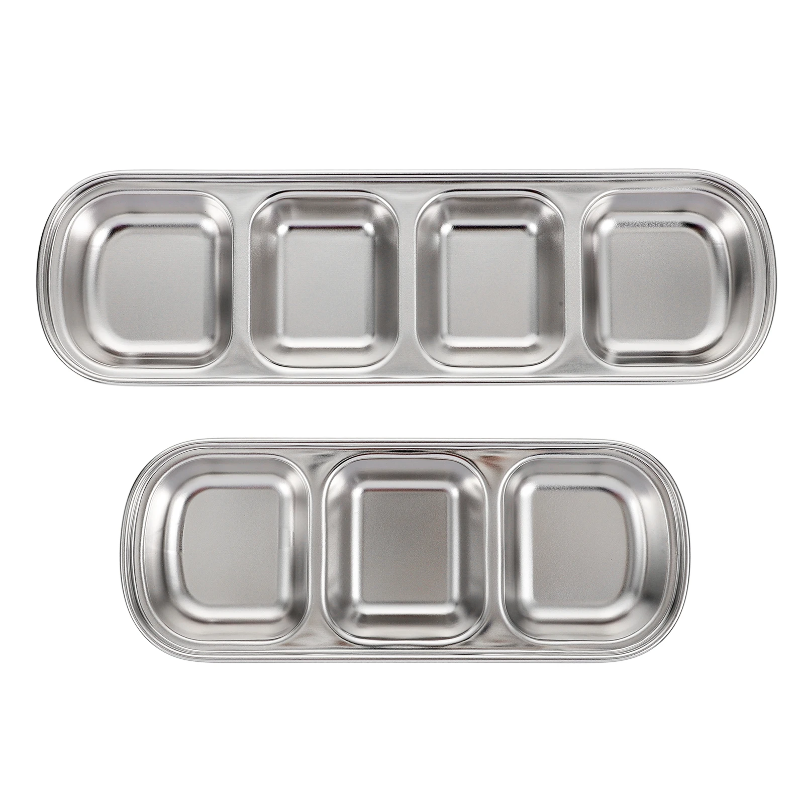 

2pcs Pet Feeding Tray Stainless Steel Sections Cat Dog Food Dishes Multi-grid Fodder Plate Baby Guinea Pig Accessory Safe Easy