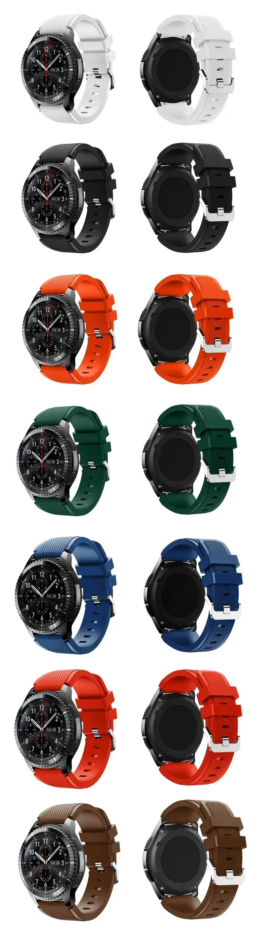 20-mm- und 22-mm-Armband für Samsung Galaxy Watch 5/6/4/3/46 mm/Active 2/Gear S3 Frontier/Sport, Silikonarmband, Huawei GT 4/3/2/2E. – Detail 4