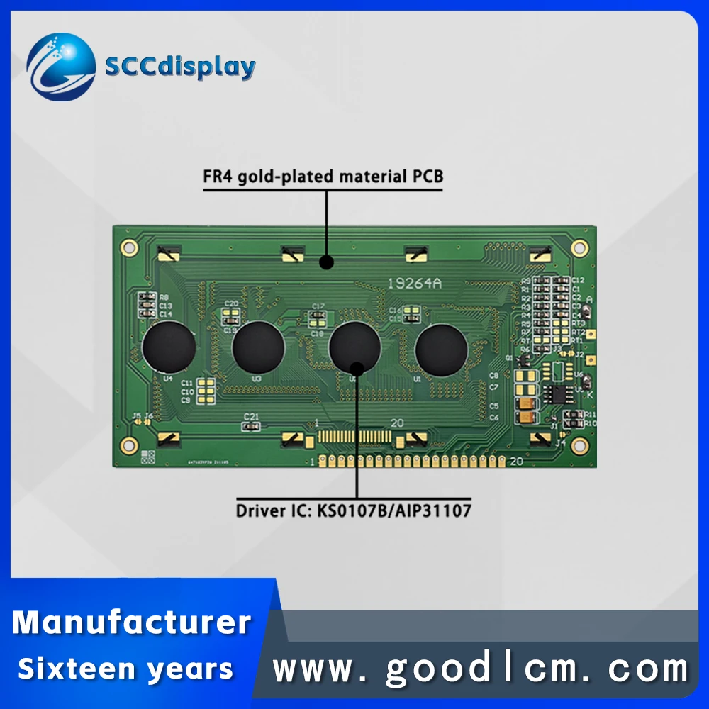 Multiple modes to choose from JXD19264A industrial control LCD display monochrome 192*64 graphic dot matrix LCM module 20PIN
