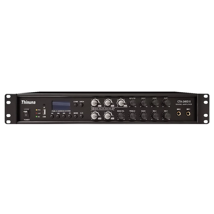 

Thinuna CTA-240D II Five Zones Independent Volume Control PA System Integrated Audio Power Amplifier 240W Mixing Amplifier