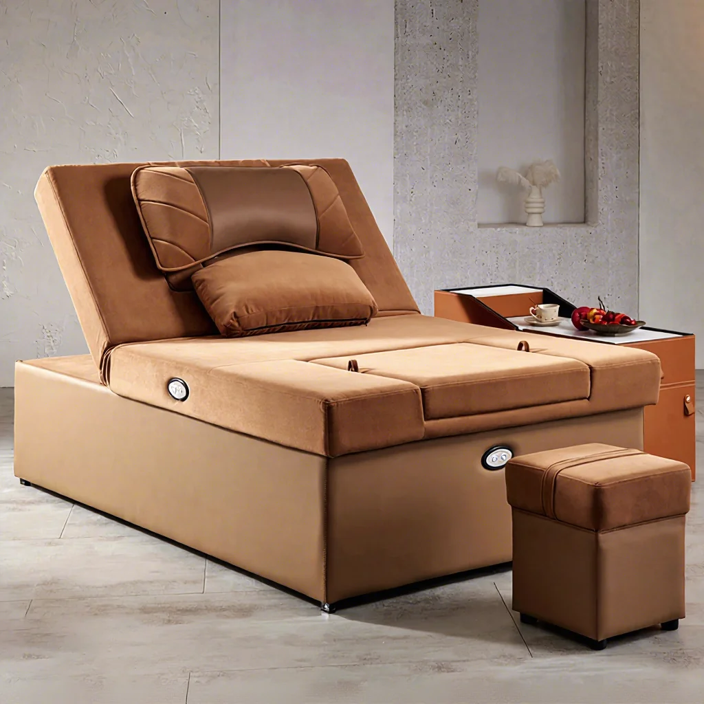 Modern Home SPA Bed Electric Massage Table Use For Body Oil And Tattoo Features Massage Therapist Foot Soak Chair And Stool