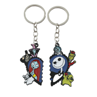 The Nightmare Before Christmas Couple Jack and Sally Pendant Keychain, Halloween Jewelry, Cosplay Accessories, Gifts