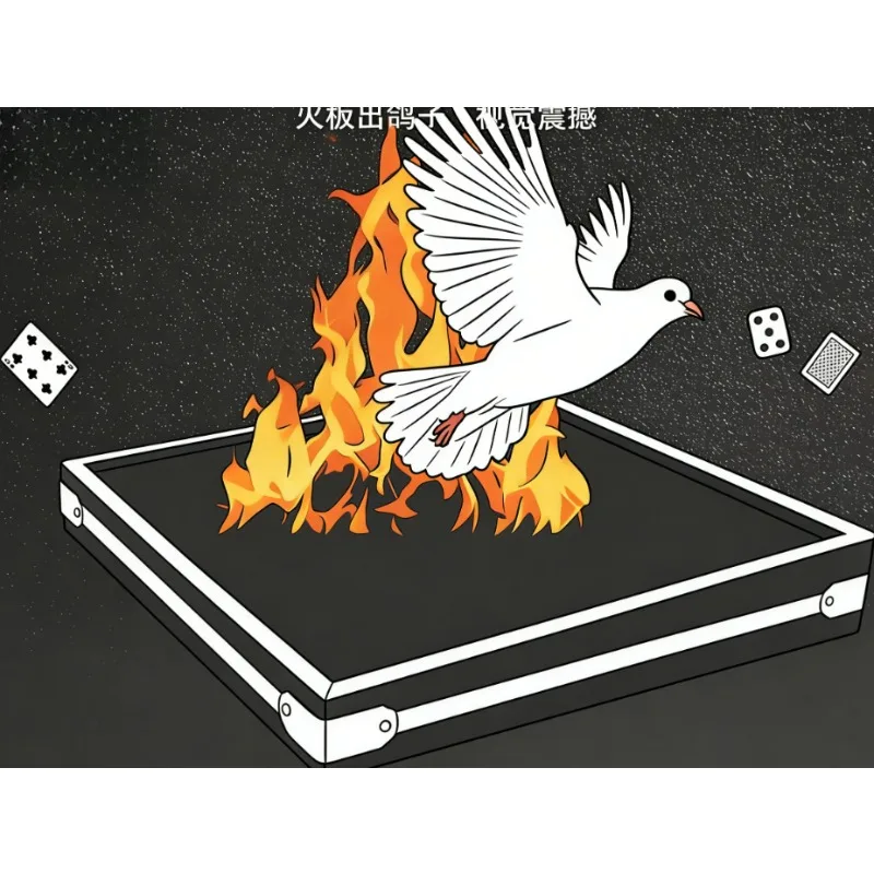 Fire Dove Tray Magic Trick – Balloon Burst to Dove Appear from Fire Bowl Stage Illusion Prop Gimmick Magician Magia Accessory