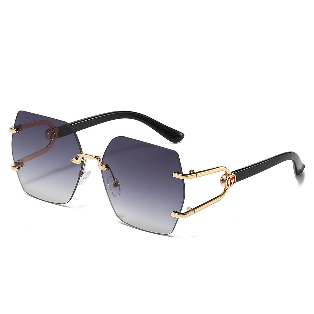 مربع بدون شفة النساء الرجال النظارات الشمسية الإطار المعدني الجوف خارج الساق في الهواء الطلق مكبرة UV حماية الإناث الذكور BlackSun نظارات 2025