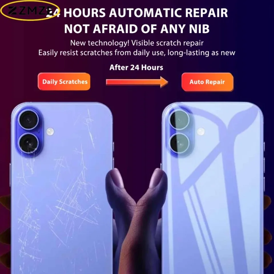 2/3 Piezas Película de Hidrogel Trasera para iPhone 17 16 15 Pro Max 13 14 12 11 Película Transparente Suave Protector de Pantalla Antirrayas Antigolpes 4
