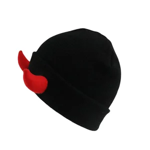 Xingqing Devil Horn Hat 2000s Punk Gothic Estetika Warna Solid Topi Beanie Rajutan Lembut Topi y2k Aksesori Luar Ruangan Dalam Ruangan 8 topi tanduk setan penjualan terbaik - №