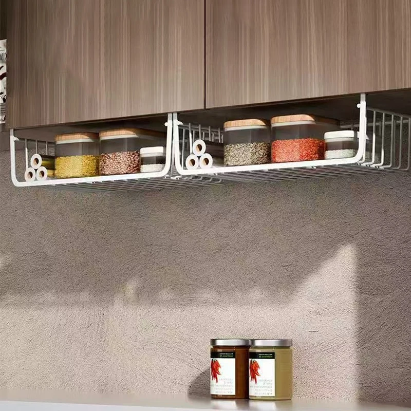 2025 Hanging Net Basket Large Capacity Hanging Storage Basket Iron Material Under Cabinet Wall Wardrobe Home Kitchen Tools image 2