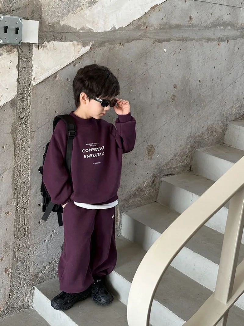 RAISE Winter-Set für Teenager-Jungen, 2-teiliges Kleidungsset, Sweatshirt mit Buchstabenmuster und Fleece-Unterhose, warmes, dickes Kinder-Outfit für Jungen. – Detail 24