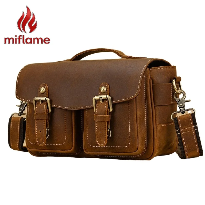 

Сумка-мессенджер из натуральной кожи для DSLR-камеры, винтажный защитный чехол для мужчин, ударопрочный, с вкладышем