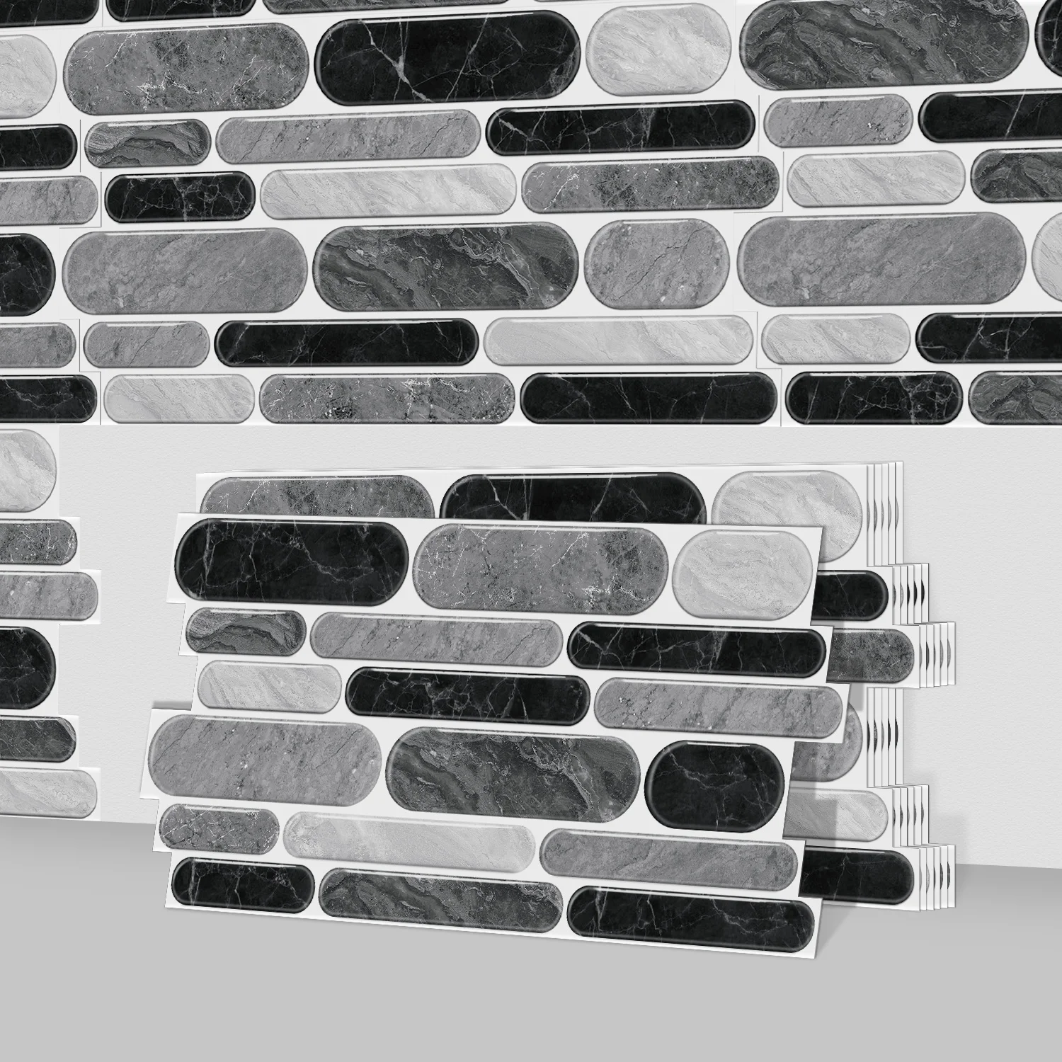 

(6/12/24/48PCS) Easy to install marble self-adhesive waterproof stickers, suitable for home wall decoration