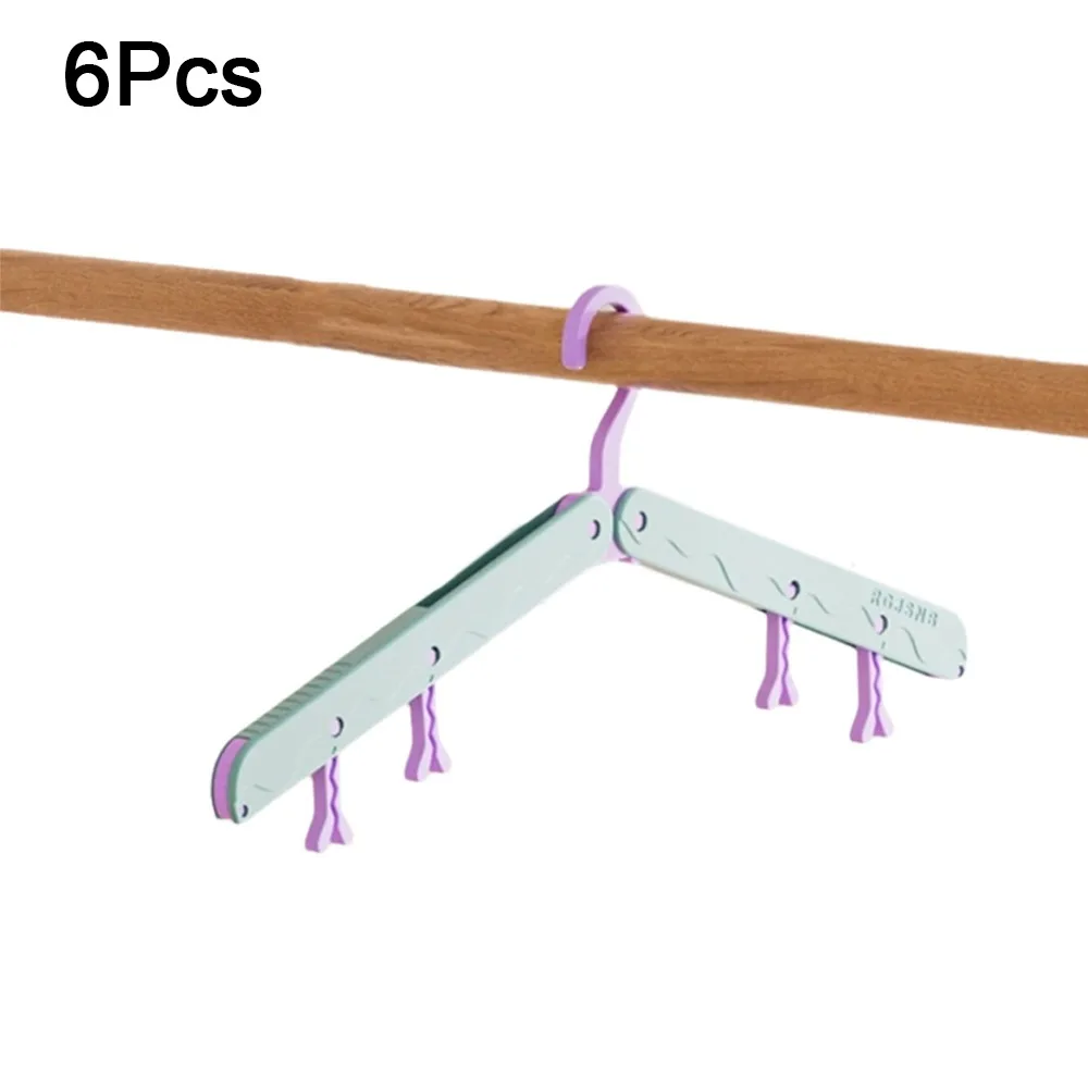 

6Pcs Anti-Slip Foldable Travel Hangers Lightweight Space Saving Travel Folding Hanger with Clips Plastic Clothes Drying Rack