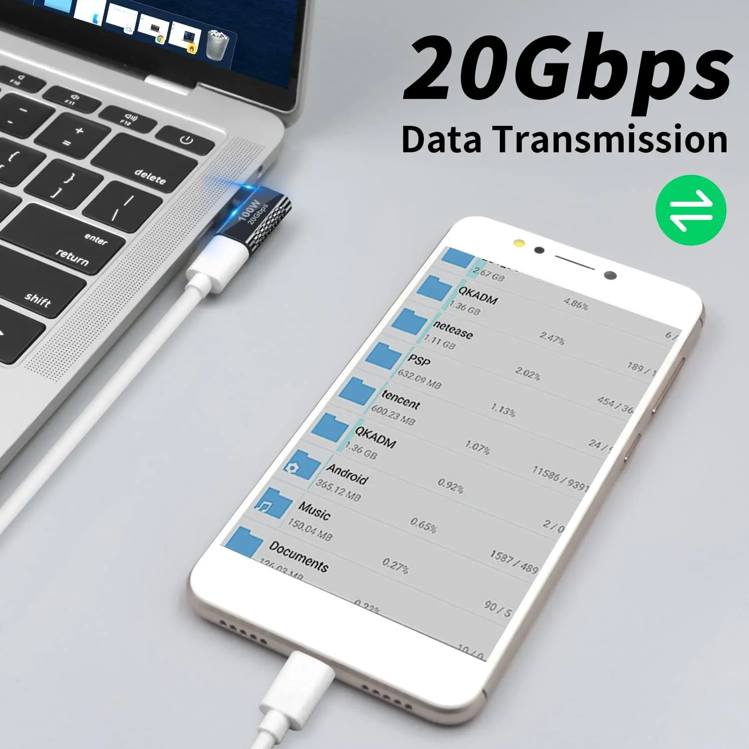 PD 100w, 90 Degreer USB Type C Male to Female Support 20Gbps Data Transfer for steam Deck Accessories, Laptop, Tablet 2 Pack